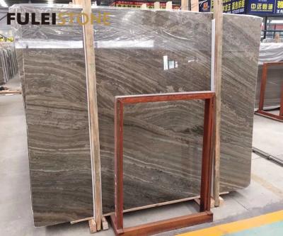 China Kylin Modern Brown Wooden Look Color Vein Marble Stone For Floor Tile Making Material for sale