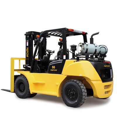 China Building material shops gasoline hydraulic forklift transmion 5 ton LP gas engine forklift with NISSAN engine good price in stock ON SALE for sale