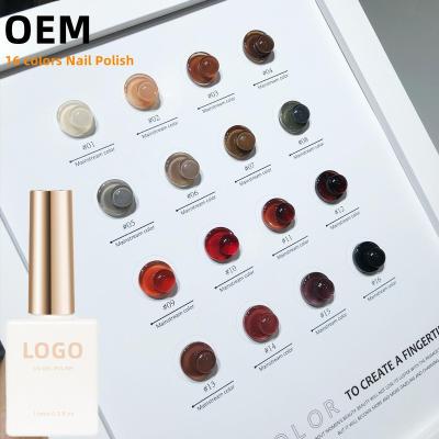 China OEM Nail Polish Glue Amber Autumn and New Winter 16 Color Remover Phototherapy Nail Glue UV Nail Art Gel Set 16 Color Amber Nail Polish for sale