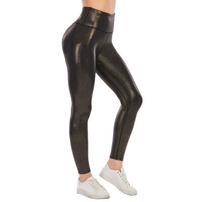 China Breathable Yoga Leggings Gilding Print OEM Sports Pants Women Casual Workout Tanning Elastic Tight for sale