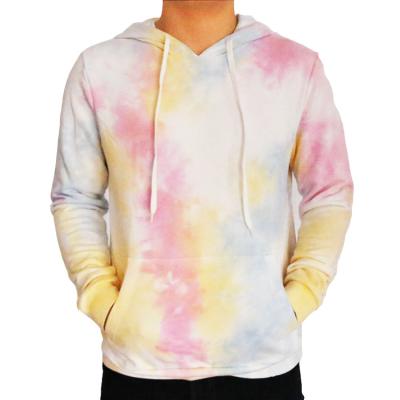 China Anti-Wrinkle Tie Dye Sweatshirt Long Sleeve Drawstring Pullover Cotton Casual Hoodie Full With Pocket for sale