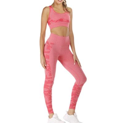 China 2020 new design breathable custom sexy raceback sports cup bra low and high waist leggings yoga sets fitness women for sale