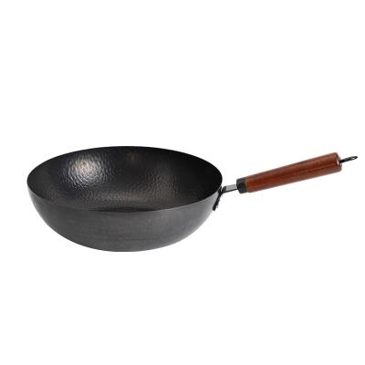 China High Quality Uncoated Non-Stick Wok Cast Iron Wok Pan Viable Without Lid for sale