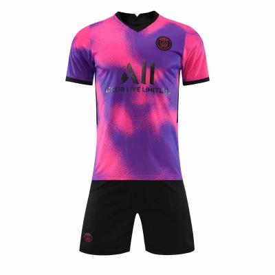 China Custom Men's Sportswear Quick Dry French Original Pink Shirt Football Tank Top Uniform Design Group of Ten Short Sleeve Football Suit for sale