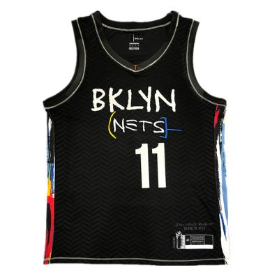 China Custom Kevin Durant 7 Kyrie Irving Embroidery Basketball Tank Top Uniform 11 2021 New Design Antibacterial Black Original Shirt Vest for sale