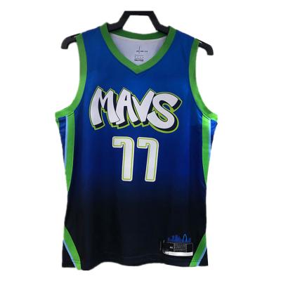 China 2021 Newest Dallas Mavs Green Men Sport Shirt Vest Sublimation Wholesale Antibacterial Luka Doncic 77 Basketball Tank Tops Blue Uniform for sale