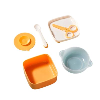 China KUB Stocked Children's Tableware Set Baby Outlet Tableware Set Baby Bowl Spoon Sucker Food Supplement Bowl for sale