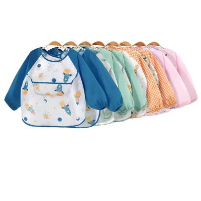 China KUB Washable Children's Shirt Baby Eating Dress Baby Anti-dirty Reverse Dressing Waterproof Bib With Long Sleeves for sale