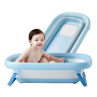 China Foldable PP+TPE Bathtub With Bath Net For Kids Baby Bath Mat Plastic Bath Basin Large Capacity for sale