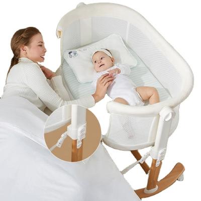 China Newborn Portable Baby Crib Chinese Mobile Stroller Cribs Chinese Mobile Stroller Large Crib Bed KUB Multifunctional Rocking Linkable Bed for sale