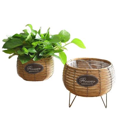 China Decoration Plant Flower Storage Pots Straw Hanging Flowers Baskets For Home Viable Flowers for sale