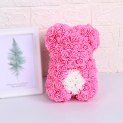 China PE Rose Flower roses soap artificial sitting bear 25cm pe foam teddy bear with gift box for valentine christmas for sale