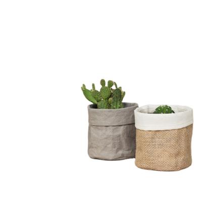 China Nordic New-fashion retro packing paper flower basket office potted storage washed fabric storage basket for sale