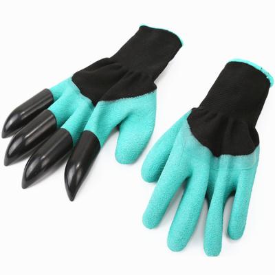 China Personal Protective Gardening Gloves with Claws Digging Tools Plunging Latex Flowers and Vegetables Grooming Non-slip Soil Protection Garden Gloves for sale