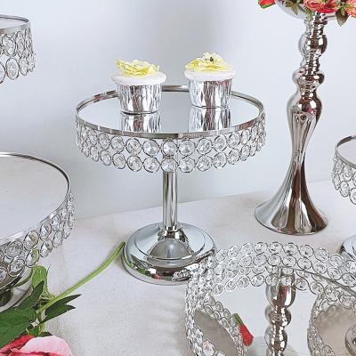 China Decorative Party Metal Cake Stand with Round Pedestal Cake Stand with Crystals for Birthday Party Wedding Decoration Centerpieces for sale