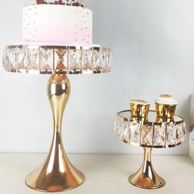 China Decorative Party Metal Cake Stand with Round Pedestal Cake Stand with Crystals for Birthday Party Wedding Decoration Centerpieces for sale