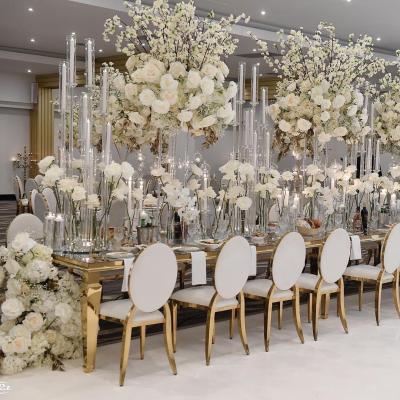 China Romantic Wedding Crystal Centerpieces Wedding Candelabra Event Candle Holder Flower Stand Table Centerpieces Tall Decorations for sale