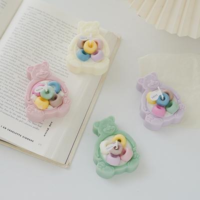 China Customized Cute Aromatherapy Scented Bubble Candle Bear Scented Cake Small Cube Soy Wax Scented Relaxing Home Candles Gift Decor for sale