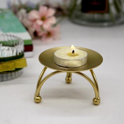 China Decorative Gold Metal Plate Home Candle Holder Decoration Iron Pillar Teapot Dish, Candle Holder for Wax Candlesticks for Tea Light Holder for sale