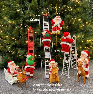 China Climb Stairs Climbing Ladder Santa Claus Climbing Rope Decoration Electric, Stunning Christmas Plush Doll Toy for Indoor Ornament Hanging Tree for sale