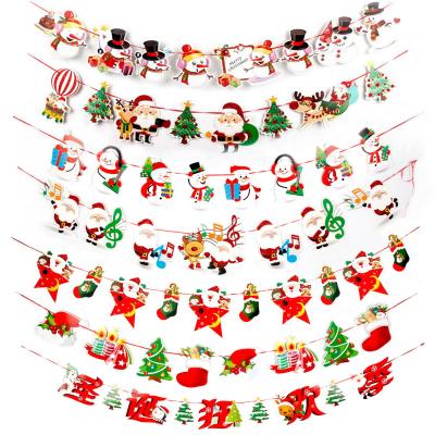 China Christamas Home Decoration Christmas Party Decoration Banners Flags (Pre-Stringed and Upgraded Version) Hanging Garland Paper Door Wall Window Bunting Ornaments for sale