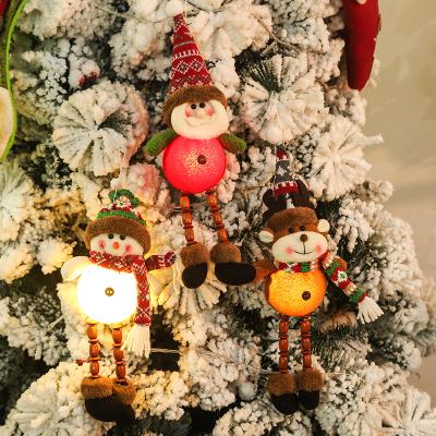 China Santa Clause Christmas Plush Ornaments with Hanging LED Light Christmas Tree Doll Santa Clause Snowman Reindeer Hanging Decorations for Windows for sale