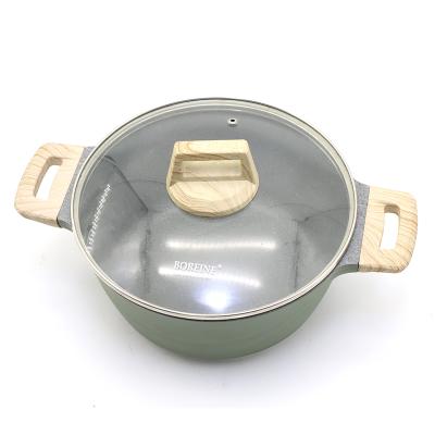 China Sustainable Green Aluminum Die Casting Granite Casserole With Induction Bottom for sale