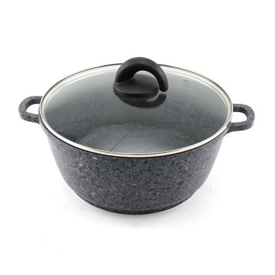 China Wholesale Sustainable Die Casting Aluminum Gray Granite Round Pot With Induction Bottom for sale