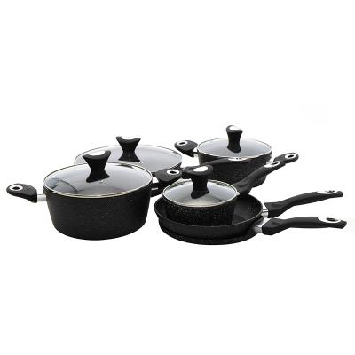 China Sustainable Forged Marble / Stone Coating Cooking Pan Aluminum Nonstick Cookware Set for sale