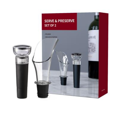 China Viable Most Popular Wine Stopper Pump Factory Price Red Wine Aerator Pourer Stopper Set Ready To Ship for sale