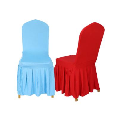 China Simple Hotel Banquet Restaurant Wedding Chair Cover Stretch Sunskirt Full Chair Cover for sale