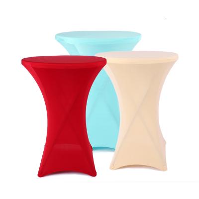 China Wedding elastic pure simple modern banquet hotel table cover cocktail spandex stretch color cloth high foot table cover for sale