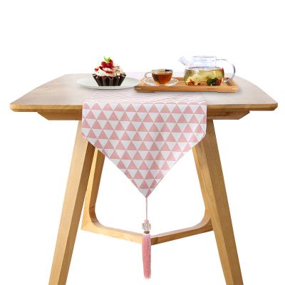 China New single table double stripe flag style small tassel tea tablecloth modern Nordic fresh hotel table decorative cloth for sale