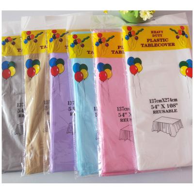 China Festival decoration sticks birthday custom disposable plastic PE tablecloth party tablecloth white 137*274cm for sale