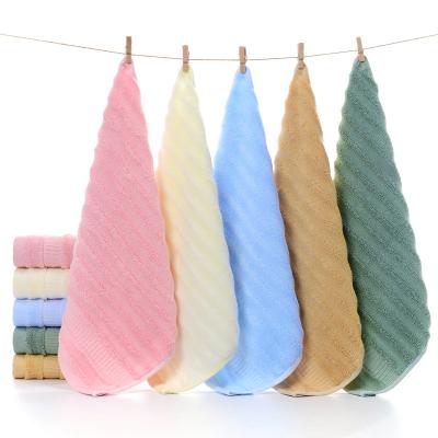 China Pure cotton children's safe bamboo color direct selling manufacturer towel wave stripe thickened small towel for sale