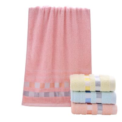 China New simple pure cotton children's safe soft and effective absorbent towel thick face towel lattice cotton household color for sale