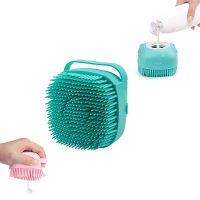 China Wholesale Stocked Soft Silicone Dog Bath Wash Brush Pet Massage Brush Grooming Grooming Shampoo Soap Dispenser Pet Bathing Tool for sale