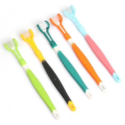 China Viable 3-Sided Pet Toothbrush Dog Toothbrush Removing Bad Breath Tartar Cleaning Mouth Pet Cat Dental Care for sale