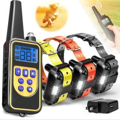 China 4 modes: 0-100 levels for shock & Electric Dog Training Collar 2600ft Vibration Shock E Collars LED Rechargeable Waterproof Light 4 Modes With Remote Dog Beeper Collar for sale