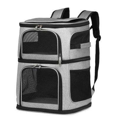 China Fashion Ventilated Double Cabin Design Portable Cats Dogs Travel Carriers Pet Carrier Backpack Durable Expandable Walking Out Bag for sale