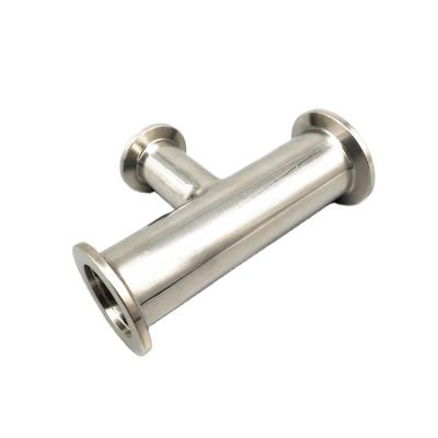 China Stainless steel KF16 KF25 KF40 KF50 stainless steel KF vacuum tee of vaccuum fitting and vacuum flange for sale