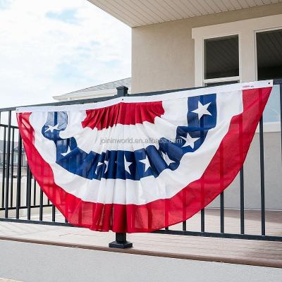 China Wholesale 3x6 Feet Fan Flag Printed Hanging American Pleated Fan Flag With Stars And Stripes Patriot for sale