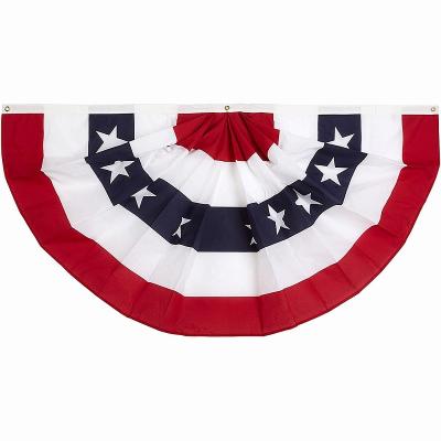 China wholesale 3x6 stars and stripes 3x6 patriotic feet fan decoration hanging american pleated fan kicking fan flag for sale