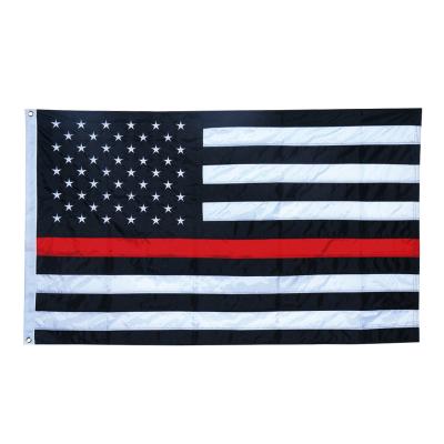 China FLYING High Quality 4 By 6 Ft Nylon Polyester USA Embroidered Thin Red Line American Flag Flags for sale