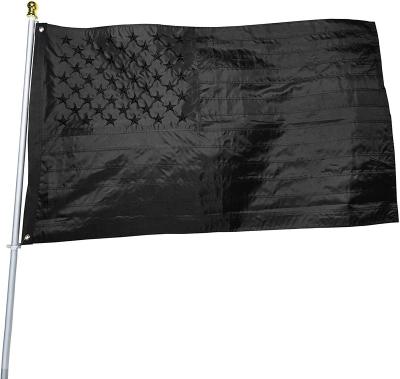 China FLY All Black Nylon 3X5 American Stars Waterproof USA Embroidered Banner Flag for sale