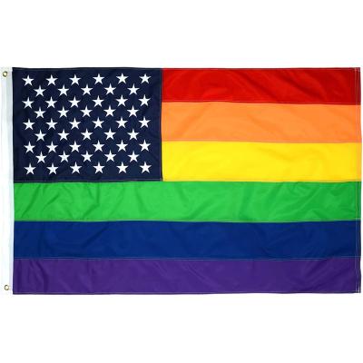 China 2*3 ft 3*5 ft Flags Embroidered American USA Rainbow Gay Pride Banner FLYING Flag for sale