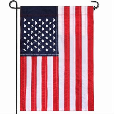 China 12x18 Inch Hanging 210D Embroidered American Country Home Decoration USA Premium Garden Flag for sale