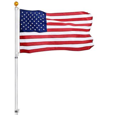 China Hanging Quality 16 Size 20 25 30Ft USA Aluminum Telescopic Flag Pole For Outdoor With Ball Or Eagle Finial for sale