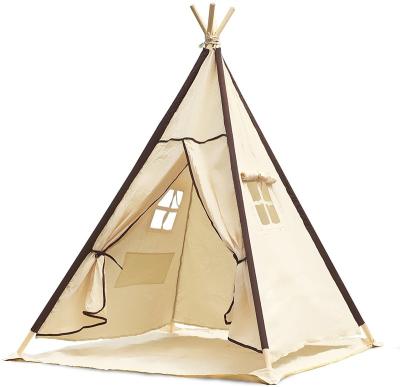 China Trigone Ground Nail Kids Baby Dollhouse Indian Teepee Tent/V-Type Tall Pine Wood Toy Tents Indoor Outdoor Indian Indian Kids Play Tents Dollhouse for sale