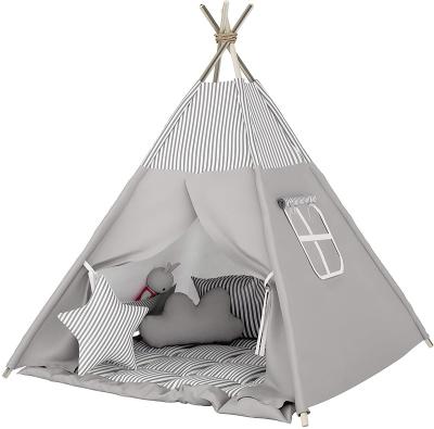 China Trigone/V-Type Ground Gray Kids Indian Baby Indoor Dollhouse Toy Tents Outdoor Play Indian Teepee Tents High Nail Teepee Tent for sale